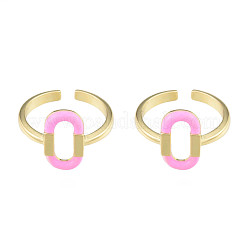 Овальное открытое кольцо-манжета с розовой эмалью RJEW-N039-104