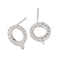 Фурнитура для сережек-гвоздиков из латуни с микропаве из прозрачного кубического циркония KK-Z133-02P-02