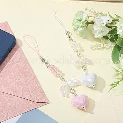 4шт 2-х цветный сплав с акриловым брелоком AJEW-GL0002-69