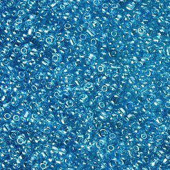 （詰め替えサービスあり）ガラスシードビーズ  トランス。光沢の色  ラウンド  ligoht blue  12/0  2mm  穴：1mm  約12 G /袋&nbsp;SEED-C015-2mm-103B