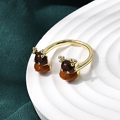 Рождественские латунные эмалевые кольца-манжеты для женщин&nbsp;RJEW-L336-04G-01