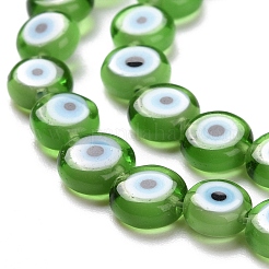 Handmade bösen Blick lampwork flache runde Perle Stränge&nbsp;LAMP-L058-6mm-19