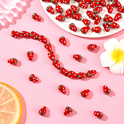 60шт ручной работы лэмпворк 3d клубничные бусины LAMP-LT0001-03