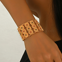 Bracciali vintage da donna in ottone e lega con maglie a moneta e pavé di zirconi cubici.&nbsp;RT6126