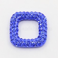 オーストリアのクリスタルビーズフレームを持つきらびやかなポリマークレイ  正方形  ミックスカラー  15x15x3mm  穴：1mmと8.5x8.5mm&nbsp;SWARJ-M001-M