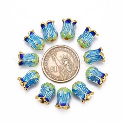 5-лепесток стойки покрытие латунь эмаль бисера крышка KK-P024-13-RS