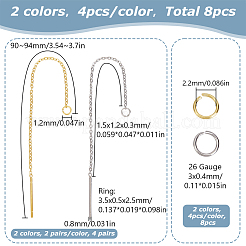 4 пара 2-х цветных сережек из нержавеющей стали 304&nbsp;STAS-LP0001-89