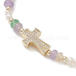 Браслеты-рондели из латуни с микропаве из прозрачных кубических цирконий&nbsp;BJEW-JB13114