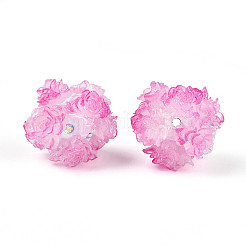 Бусины из полимерной глины со стразами и рельефными смоляными розами&nbsp;RESI-T059-04H