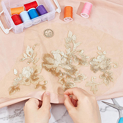 2 Paar 3D-Blumen-Stickerei-Applikationen aus Polyester zum Aufnähen&nbsp;DIY-GF0013-15