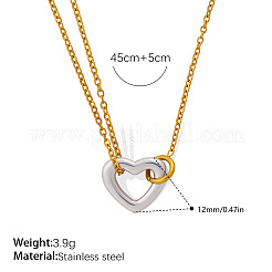 Collares con colgante de corazón de acero inoxidable 304 bicolor para mujer&nbsp;FS-WGDA821-01