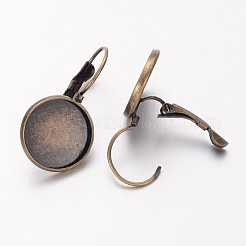 Reperti per orecchini con lunetta in ottone bronzo antico per cabochon&nbsp;X-KK-C1244-14mm-AB-NR
