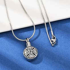 304 нержавеющая сталь черная эмаль плоская круглая подвеска урна для праха домашних животных ожерелья&nbsp;LS-NJEW-S455-09P