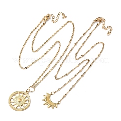 Ожерелья из нержавеющей стали 304 с двухслойными подвесками для женщин NJEW-S435-02G-E