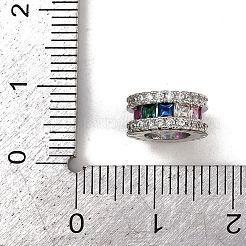 Плоская круглая стойка покрытие латунь кубический цирконий европейские бусины&nbsp;KK-L236-10P