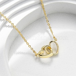 Ожерелья с подвеской в виде переплетенных сердец из латуни с микропаве из прозрачных кубических цирконий для женщин&nbsp;NJEW-M103-01G