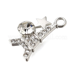 合金ラインストーンペンダント  エッフェル塔と星のチャーム  プラチナ  21.5x14x4.5mm  穴：2.3mm&nbsp;FIND-E049-09P