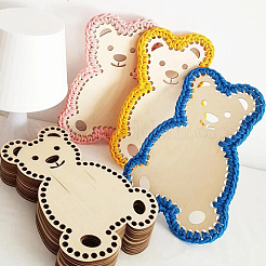 クマの木製バスケットの底  かぎ針編みのバスケットベース  編み物や家の装飾工芸品  乳白色  29.6x19.8x0.2cm  穴：8mm  2個/セット&nbsp;AJEW-P086-04