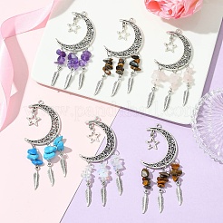 10 шт. 5-х цветный сплав в тибетском стиле с большими подвесками из смешанной каменной крошки PALLOY-CJ00159