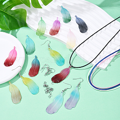 Наборы для самостоятельного изготовления ожерелий и сережек из акрилового пера и вощеного хлопкового шнура&nbsp;DIY-YW0011-53