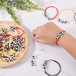 24шт 4-цветные регулируемые браслеты из вощеной нейлоновой нити с плетеными бусинами&nbsp;BJEW-GF0001-33