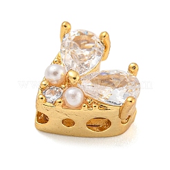 Латунные микро проложить кубического циркония бусы KK-Z072-14G-01