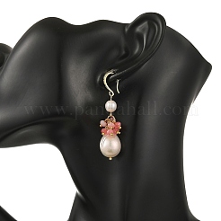 Ohrhänger aus natürlichem malaysischem Jade und natürlicher Barockperle (Keshi-Perle)&nbsp;EJEW-JE07410