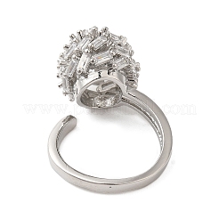 Круглые латунные кольца-манжеты с микропаве из прозрачных кубических цирконий для женщин RJEW-A046-17P