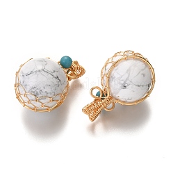 Подвески из натурального говлита и бирюзы&nbsp;X-G-B001-02G-O