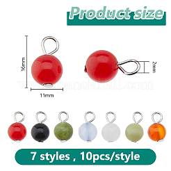 70 pièce 7 styles chakra naturel onyx noir & cornaline & améthyste & jade blanc & malaisie teintée & quartz teinté & pendentifs en jade de Taiwan&nbsp;PALLOY-DC00032