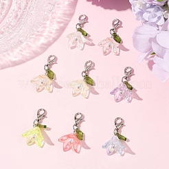 8 шт. 8-х цветные акриловые подвесные украшения-цветы HJEW-FS00034-01