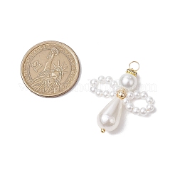3 個のガラスパールペンダント  金色の銅線付き  角度  ホワイト  36x34.5x10mm  穴：4mm&nbsp;PALLOY-JF03083