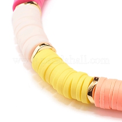 Braccialetto elastico con perline heishi in ematite sintetica e argilla polimerica&nbsp;BJEW-JB07379
