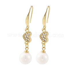 Латунь микро проложить кубического циркония серьги болтающиеся EJEW-F362-02G