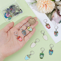 20 шт. эмалированные маркеры стежков с подвеской в виде совы HJEW-NB00263