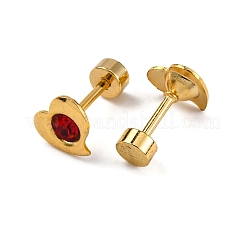 Fake-Ohrstecker mit Herz-Kristall-Strass&nbsp;EJEW-H105-21G-B
