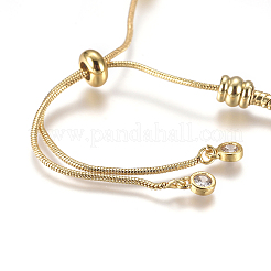 Регулируемый латунный браслет-слайдер с вакуумным покрытием PVD/браслет-боло BJEW-CJC0001-01G