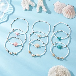 3шт синтетические бирюзовые бусины эластичные браслеты для женщин&nbsp;BJEW-JB13493