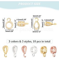 18 шт. 6 стильных латунных трубчатых держателя со стразами FIND-NB0003-06