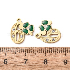 Pendentifs en acier inoxydable 304 émaillé et strass&nbsp;STAS-B130-01G-6