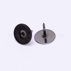 環境に優しい真鍮製のヘッドピン  フラットラウンド  ガンメタ色  10x9mm  ピン：1.2mm&nbsp;KK-WH0034-50B