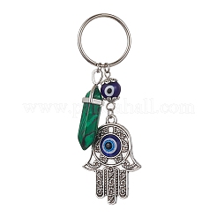 Брелок-подвеска из сплава эмали с изображением руки хамсы и сглаза с пулей из синтетических смешанных драгоценных камней KEYC-JKC00605