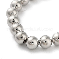 Регулируемые латунные браслеты-слайдеры с круглыми бусинами&nbsp;BJEW-D039-31C-P