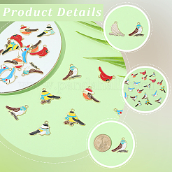 24 Stück 6 Stile Legierung Emaille Vogel Anschluss Charms&nbsp;ENAM-SC0007-53