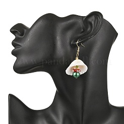Boucles d'oreilles pendantes rondes en acier inoxydable 304 en forme de coquillage&nbsp;EJEW-MZ00549-02
