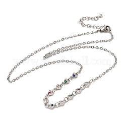 Collares con colgante de corazón de circonita cúbica micro pavé de latón&nbsp;NJEW-B157-13P