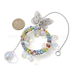 Подвесные ловцы солнца из латуни и нержавеющей стали 304 в форме бабочки&nbsp;HJEW-TA00163