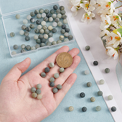 2 нити матовых круглых бусин из натурального зеленого рутилового кварца&nbsp;G-OC0004-61A