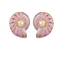 Серьги-гвоздики с эмалированными ракушками из нержавеющей стали 304&nbsp;EJEW-Z147-08G