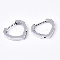 変色しにくい304ステンレススチール製フープピアス  ハート  ステンレス鋼色  15x16x3mm  ピン：1mm&nbsp;EJEW-N016-001